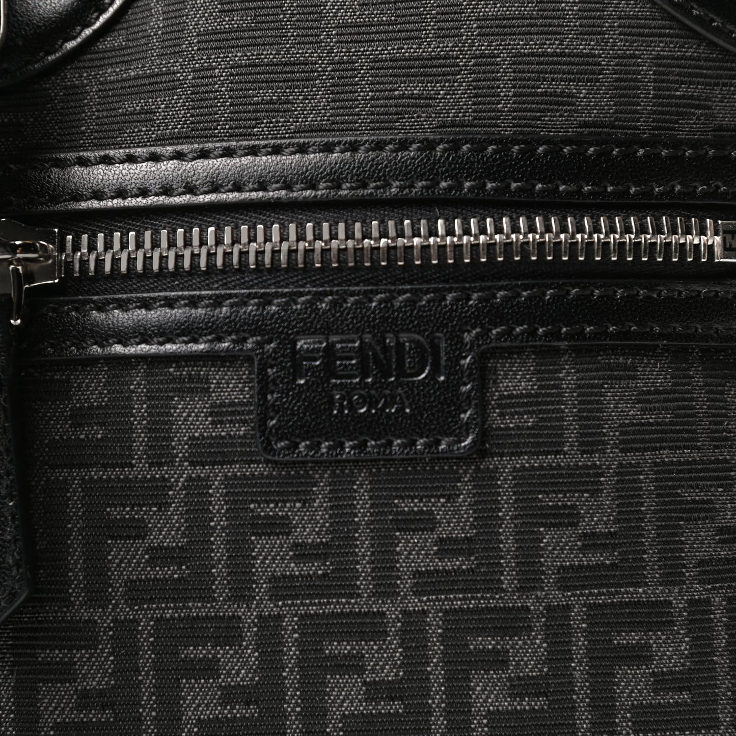 Recycled Fabric Jacquard Vitello Astro Micro FF Mini Trolley Bag Asfalto Black