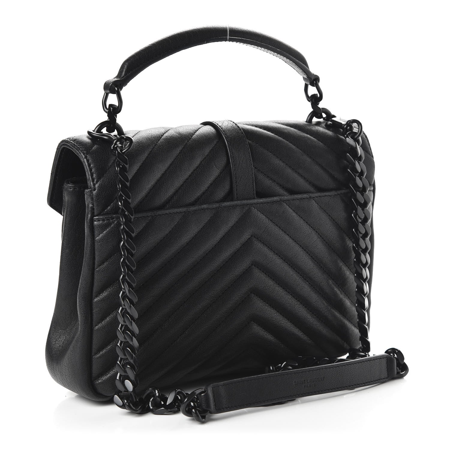 Saint Laurent Sheepskin Matelasse Chevron Monogram Monochrome Medium College Bag Black 3 of 10