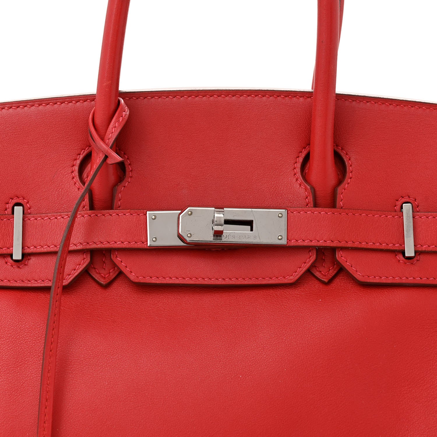 Hermes Swift Horseshoe Birkin 30 Rouge Vif Chocolate 8 of 17