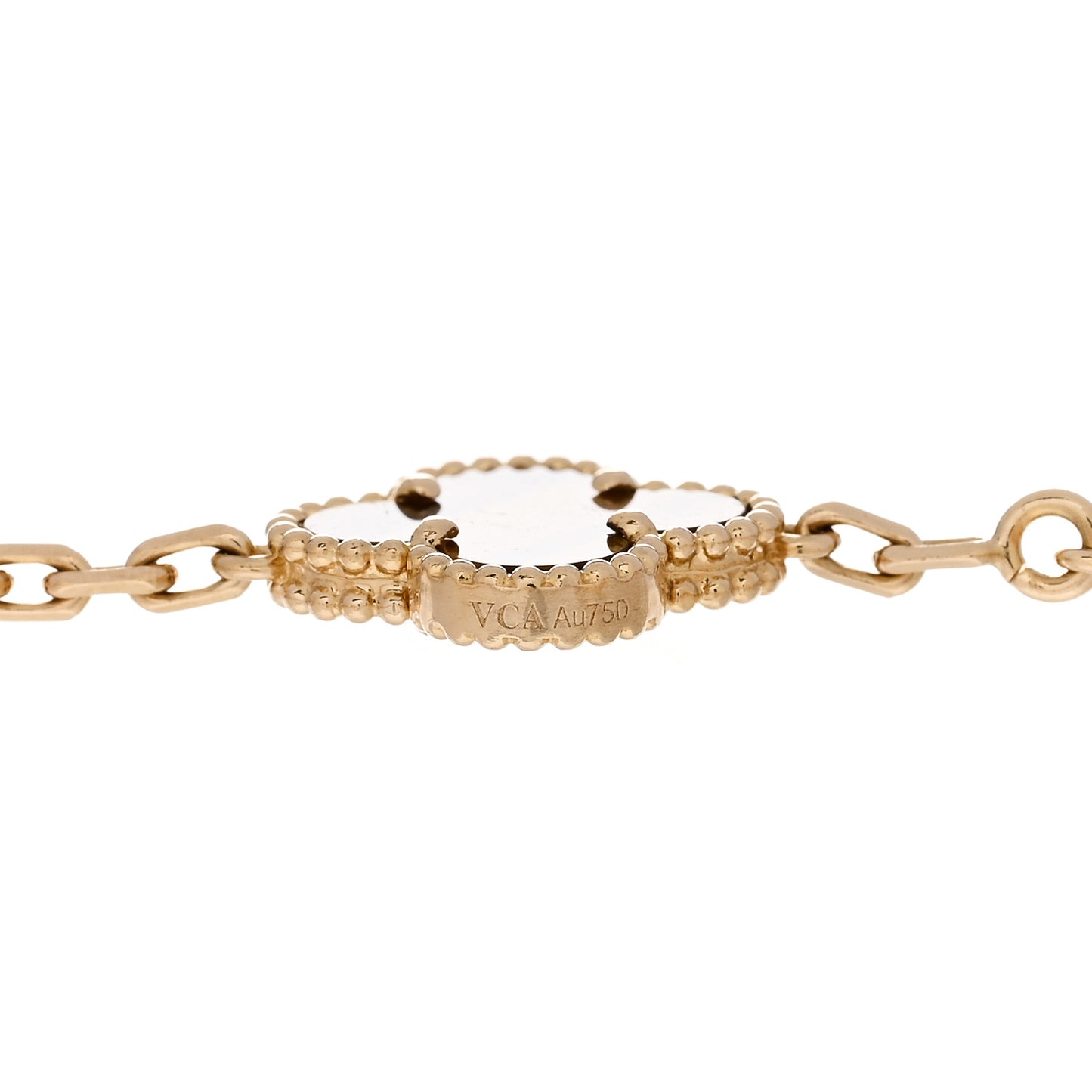18K Yellow Gold Tiger Eye 5 Motifs Vintage Alhambra Bracelet
