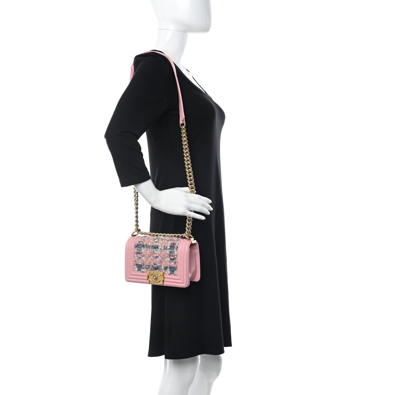 Chanel Lambskin Tweed Quilted Small Boy Flap Pink 2 of 12