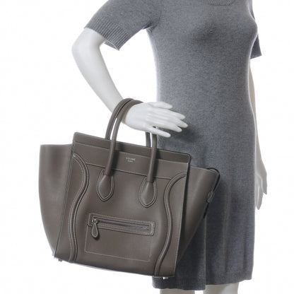 Celine Drummed Calfskin Mini Luggage Bag Souris 2 of 9