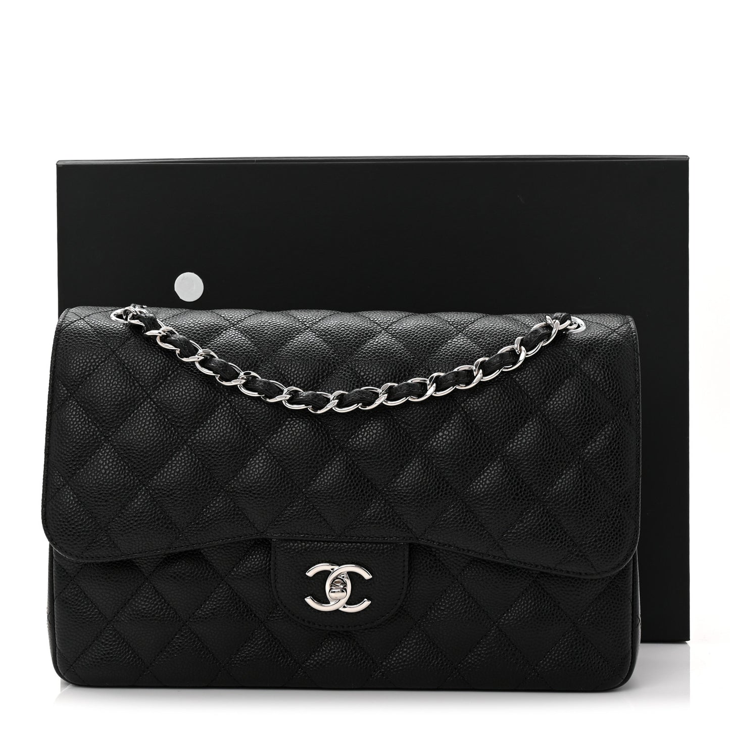 Caviar Quilted Jumbo Double Flap Black