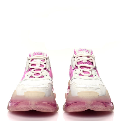 Balenciaga Fabric Mesh Clear Sole Womens Triple S Sneakers 40 White Pink 2 of 7