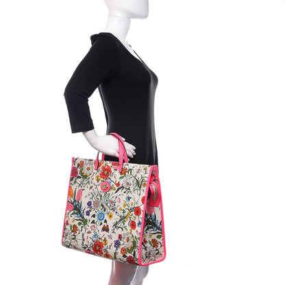 Gucci Canvas Large Flora Tote Pink Multicolor Fuchsia 2 of 10
