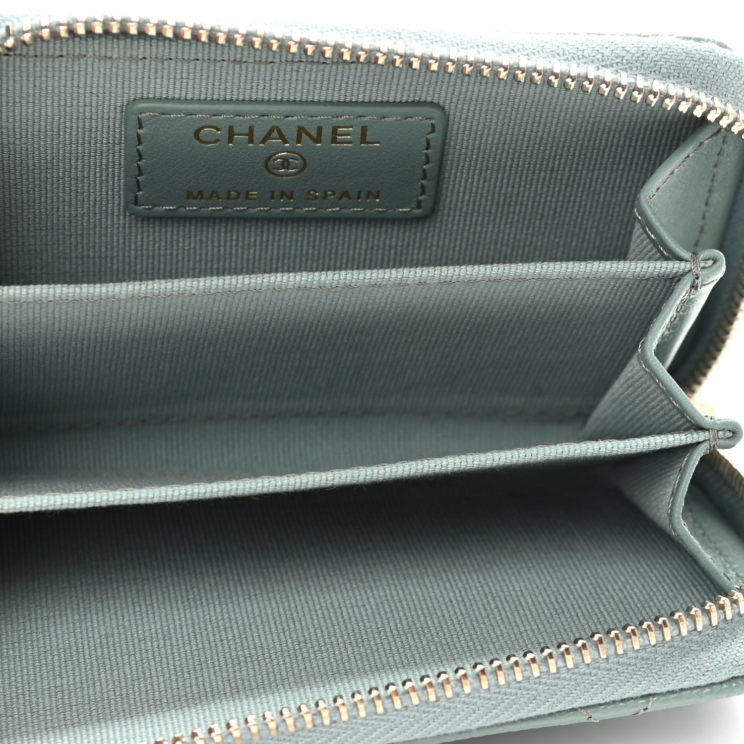 Chanel Caviar Quilted Zip Around Coin Purse Wallet Dark Green 5 of 8