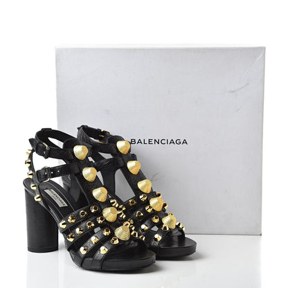 Balenciaga Agneau Lambskin Giant Gold Arena Sandals 37 Black 8 of 8