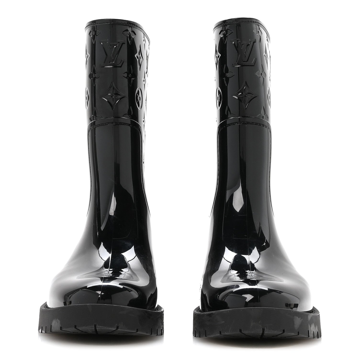 Louis Vuitton Rubber Embossed Monogram Splash Rain Short Boots 39 Black 3 of 7