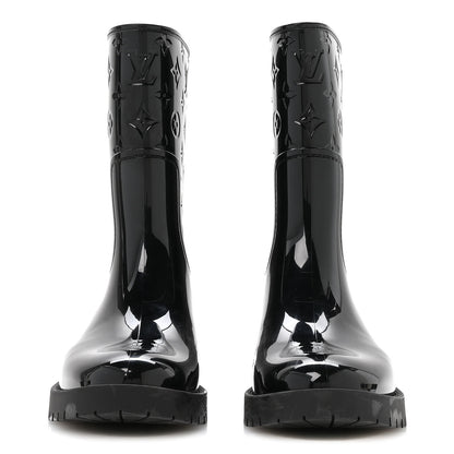 Louis Vuitton Rubber Embossed Monogram Splash Rain Short Boots 39 Black 3 of 7