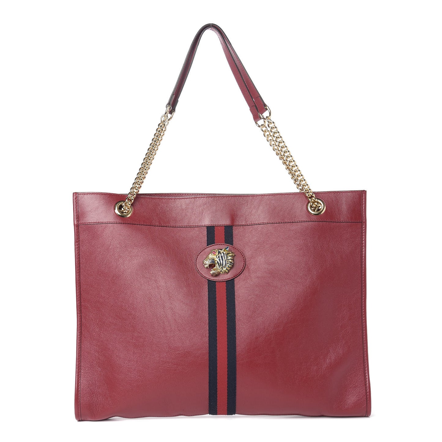 Calfskin Large Rajah Chain Tote Romantic Cherry