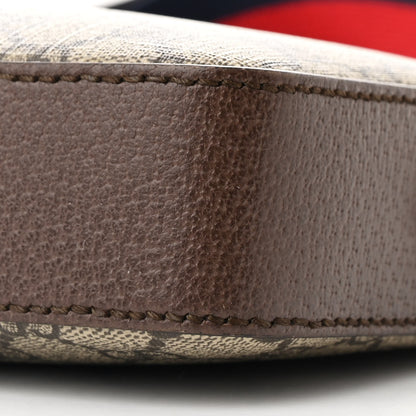 Gucci GG Supreme Monogram Textured Dollar Calfskin Web Ophidia Wristlet Shoulder Bag Beige Ebony New Acero 10 of 11