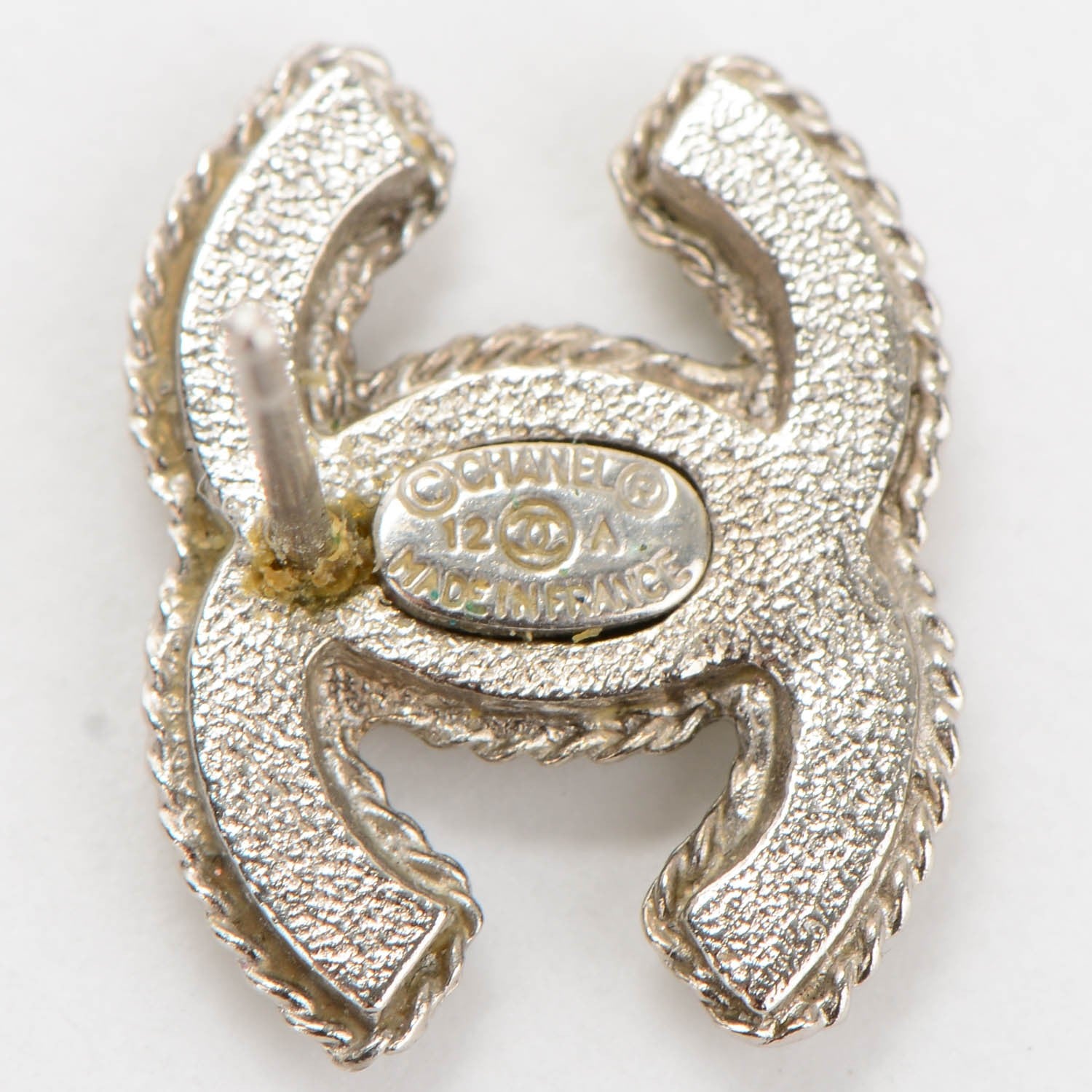 Chanel Hammered CC Earrings Silver 4 of 5