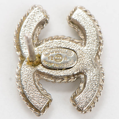 Chanel Hammered CC Earrings Silver 4 of 5