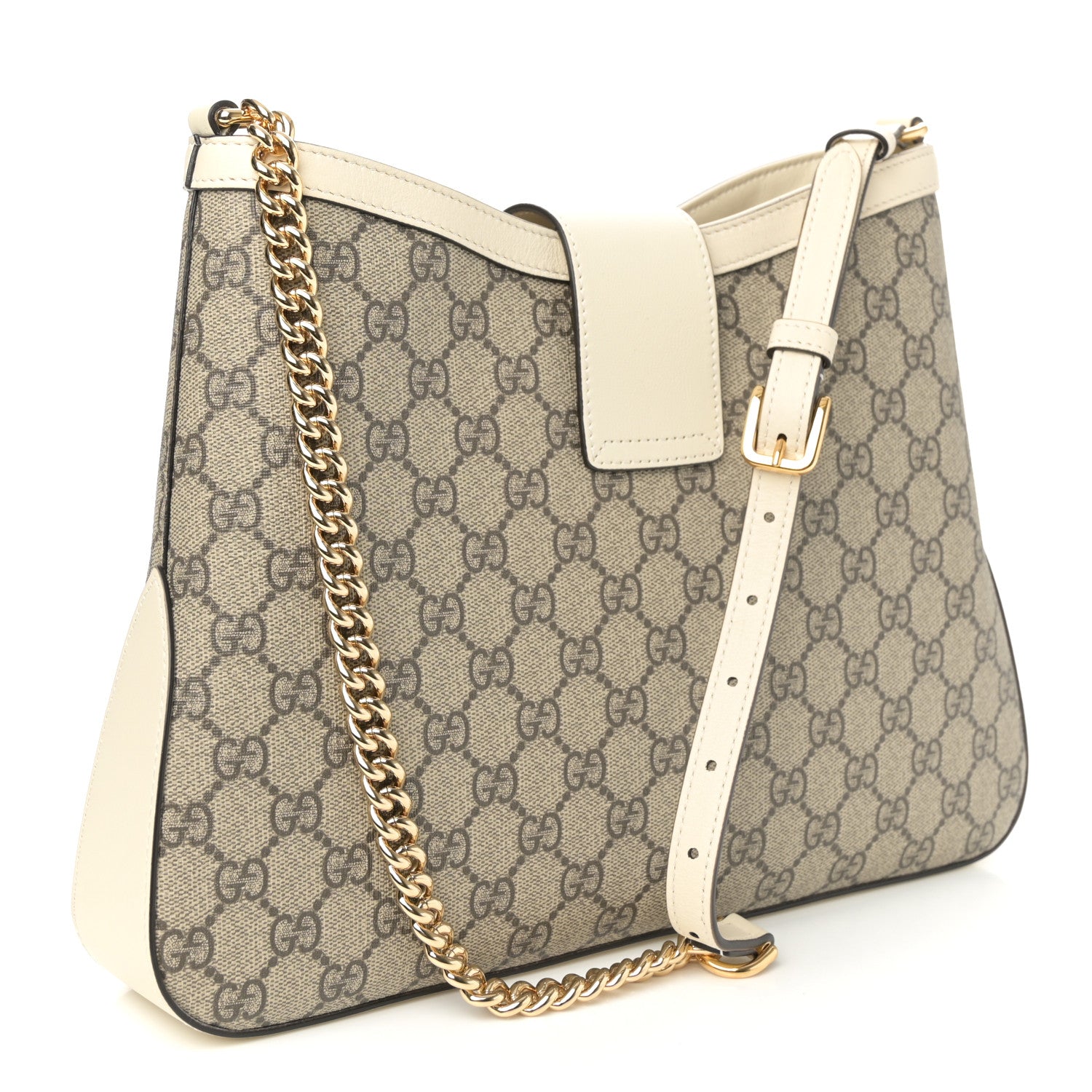 Gucci GG Supreme Monogram Moon Calfskin Medium Padlock Shoulder Bag Beige Ebony Mystic White 3 of 10