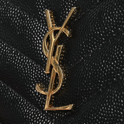 Saint Laurent Grain De Poudre Matelasse Chevron Monogram Zipped Card Case Black 9 of 9