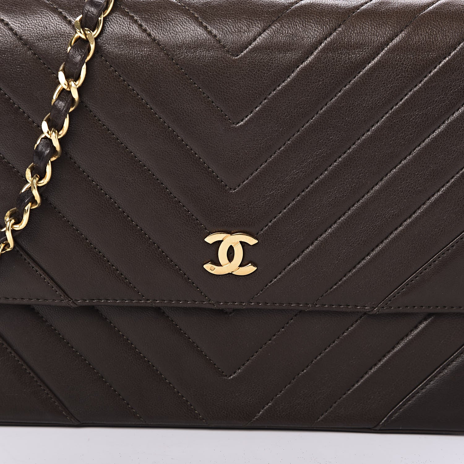 Chanel Lambskin Chevron Quilted Small Single Flap Brown 11 of 11