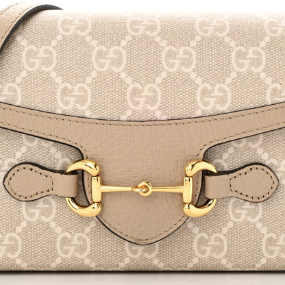 Gucci GG Supreme Monogram Textured Dollar Calfskin Mini Horsebit 1955 Shoulder Bag Beige Mystic White Oatmeal 8 of 11