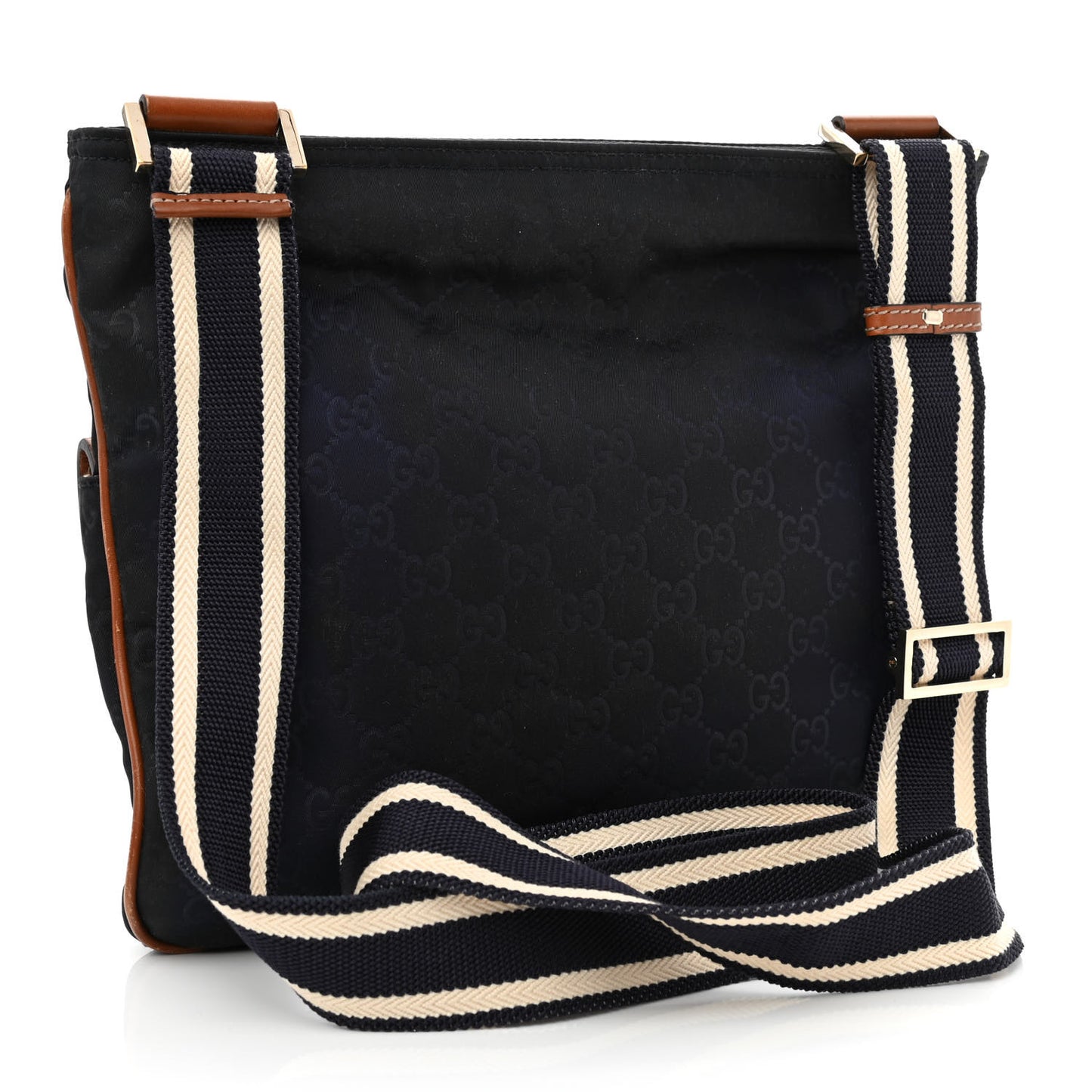 Nylon Monogram Signature Web Small Messenger Navy