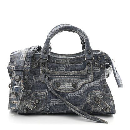 Balenciaga Denim BB Monogram Neo Cagole Handbag XS Blue 9 of 11