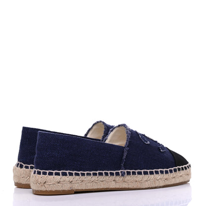 Chanel Denim Toile CC Espadrilles 37 Navy Black 4 of 9