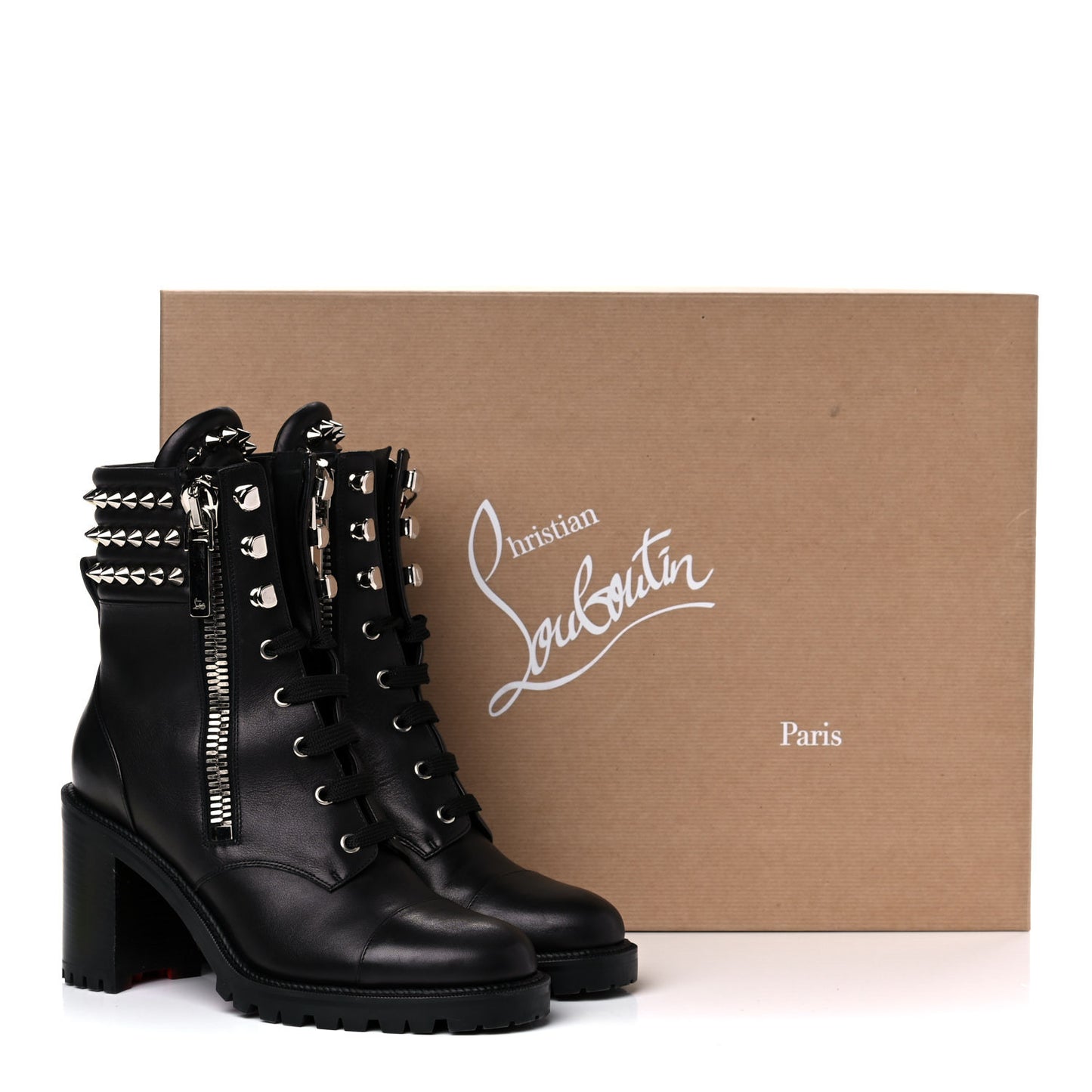 Calfskin Winter Spikes 70 Combat Boots 39.5 Black