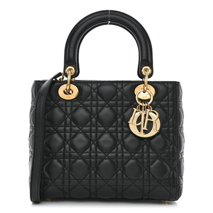 Christian Dior Lambskin Cannage Medium Lady Dior Black 1 of 11