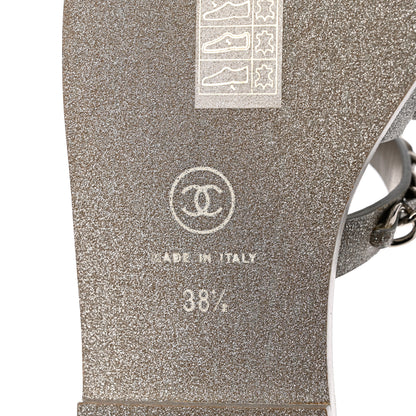 Chanel Fantasy Goatskin Chain Mules 38.5 Light Grey 8 of 9