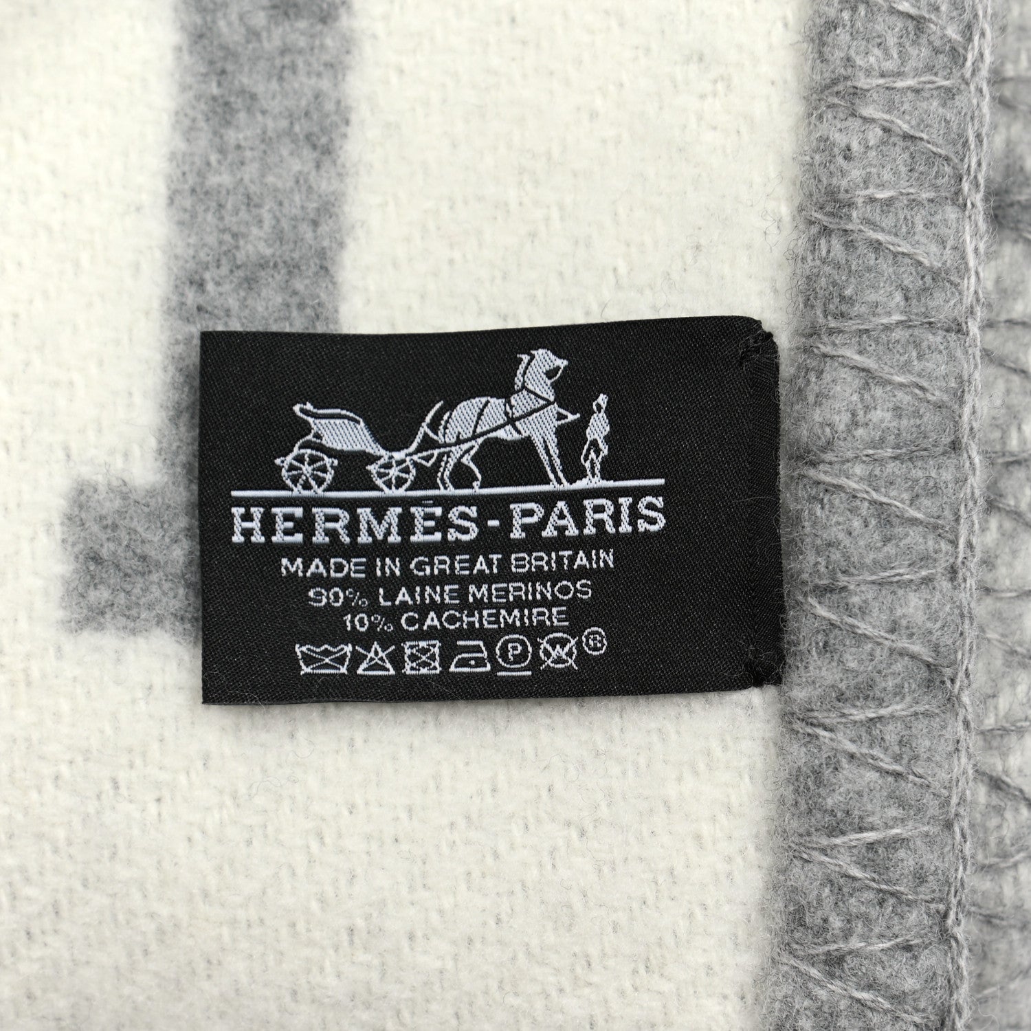 Hermes Wool Cashmere Avalon III Blanket Ecru Gris Clair 3 of 4