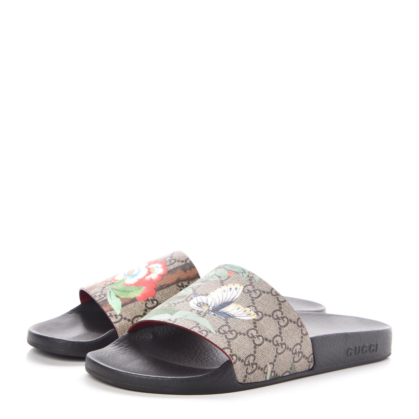 GG Supreme Monogram Tian Womens Slide Sandals 41 Beige Multicolor