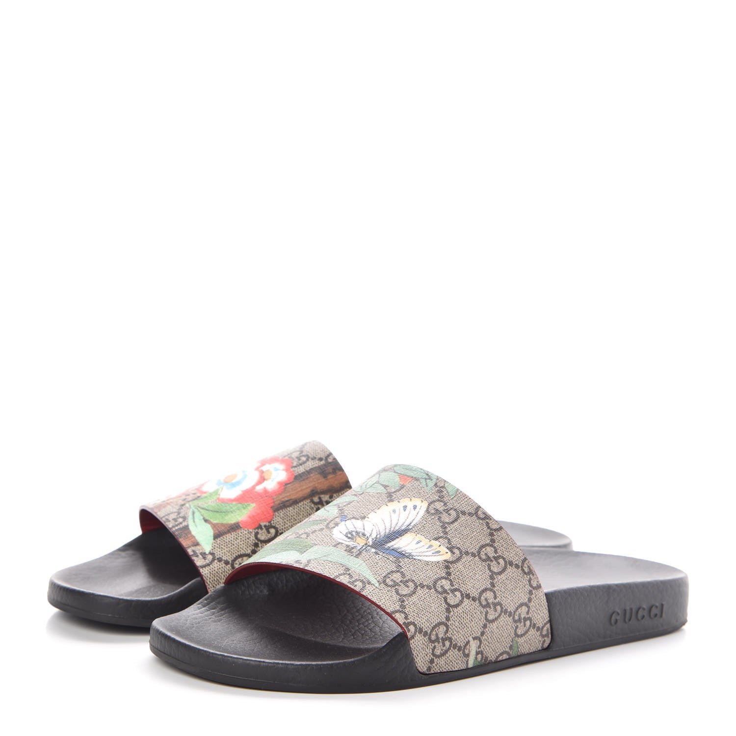 Gucci GG Supreme Monogram Tian Womens Slide Sandals 41 Beige Multicolor 3 of 9