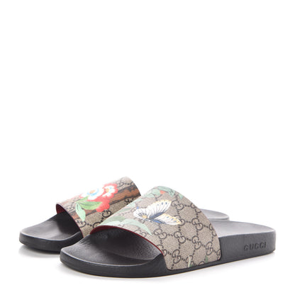 Gucci GG Supreme Monogram Tian Womens Slide Sandals 41 Beige Multicolor 3 of 9