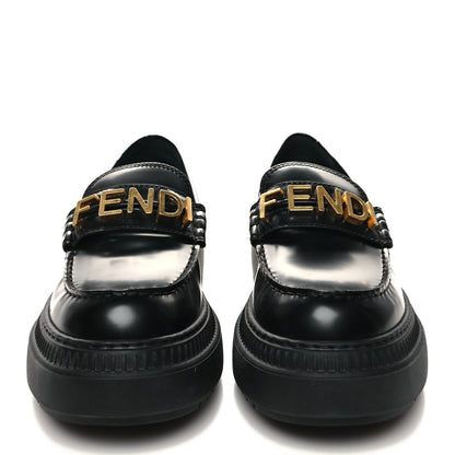 Fendi Vitello Abrasivato Fendigraphy 50mm Loafers 41 Black 2 of 11
