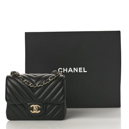 Chanel Lambskin Chevron Quilted Mini Square Flap Black 11 of 11