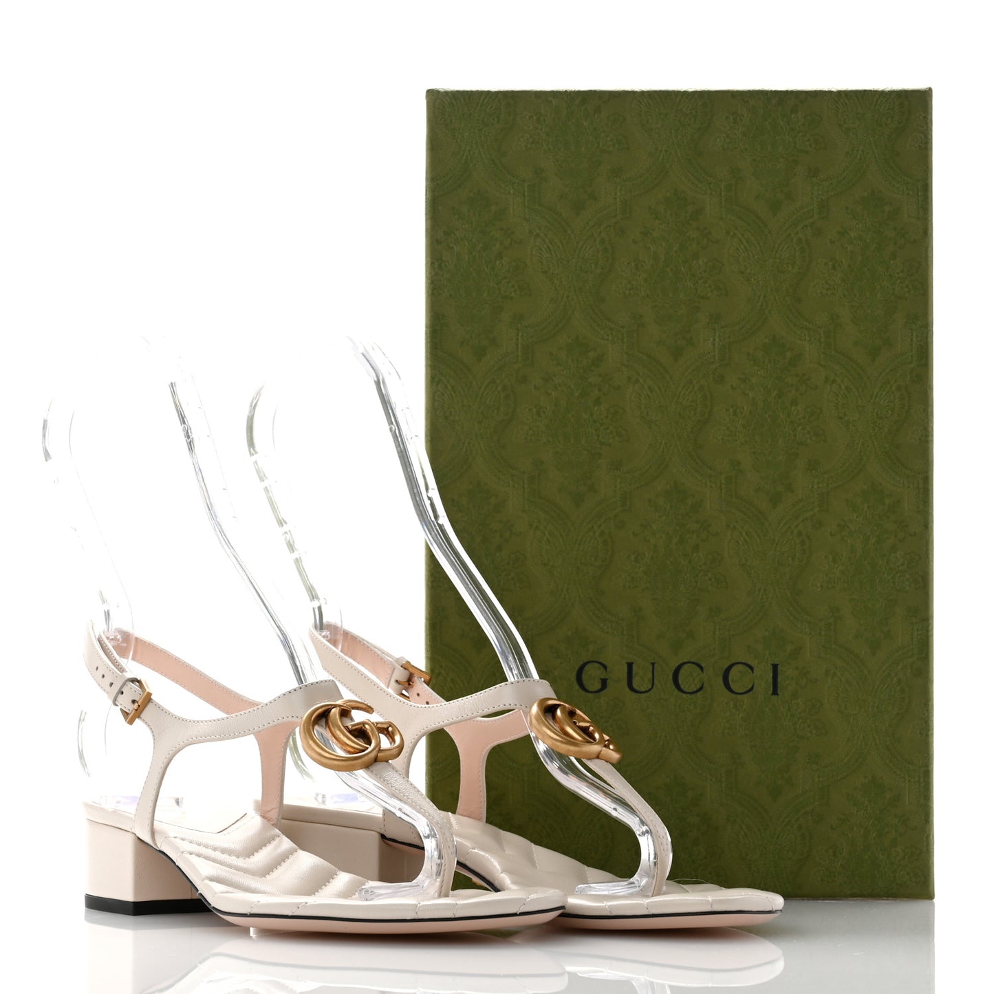 Nappa Matelasse Double G 35mm Thong Sandals 36.5 Mystic White