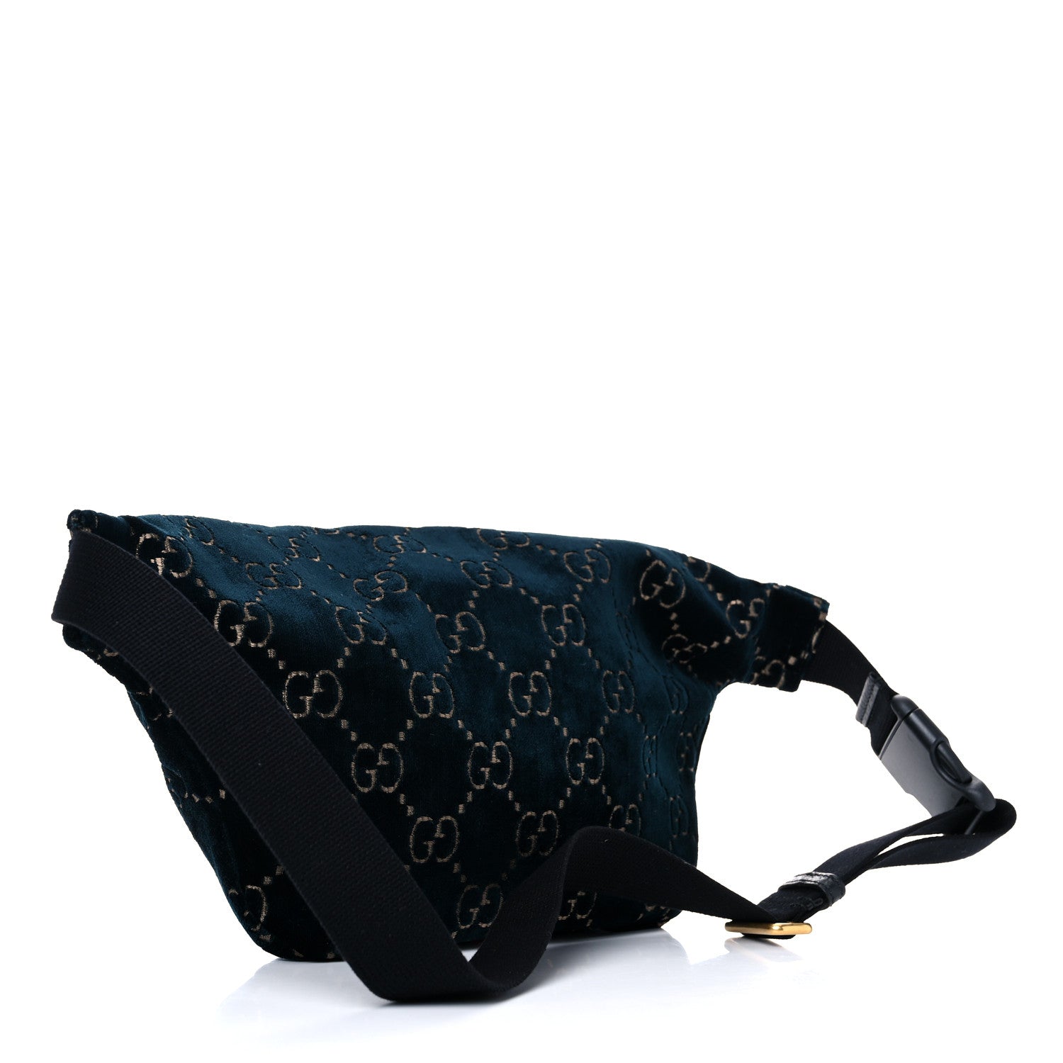 Gucci Velvet GG Monogram Web Belt Bag Blue Beige 3 of 11