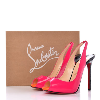 Christian Louboutin Patent Flo Sling 120 Pumps 37.5 Rose Matadore Flame 11 of 11