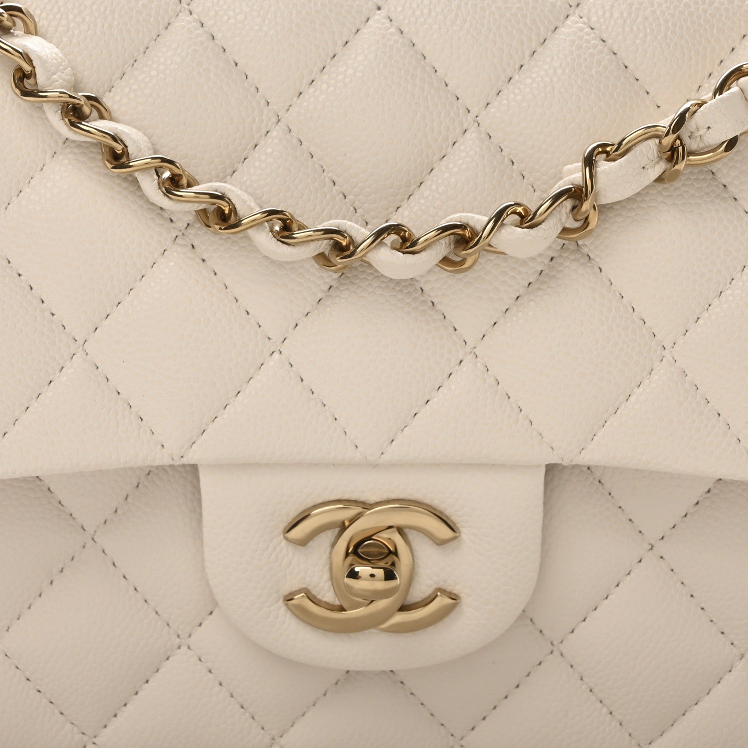 Chanel Caviar Quilted Medium Double Flap White 8 of 11