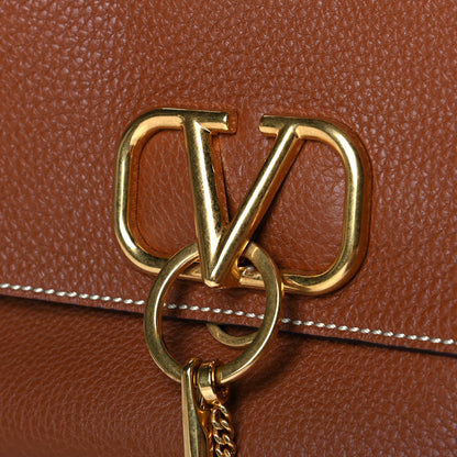 Valentino Garavani Pebbled Calfskin Small VRing Shoulder Bag Saddle Brown 7 of 7