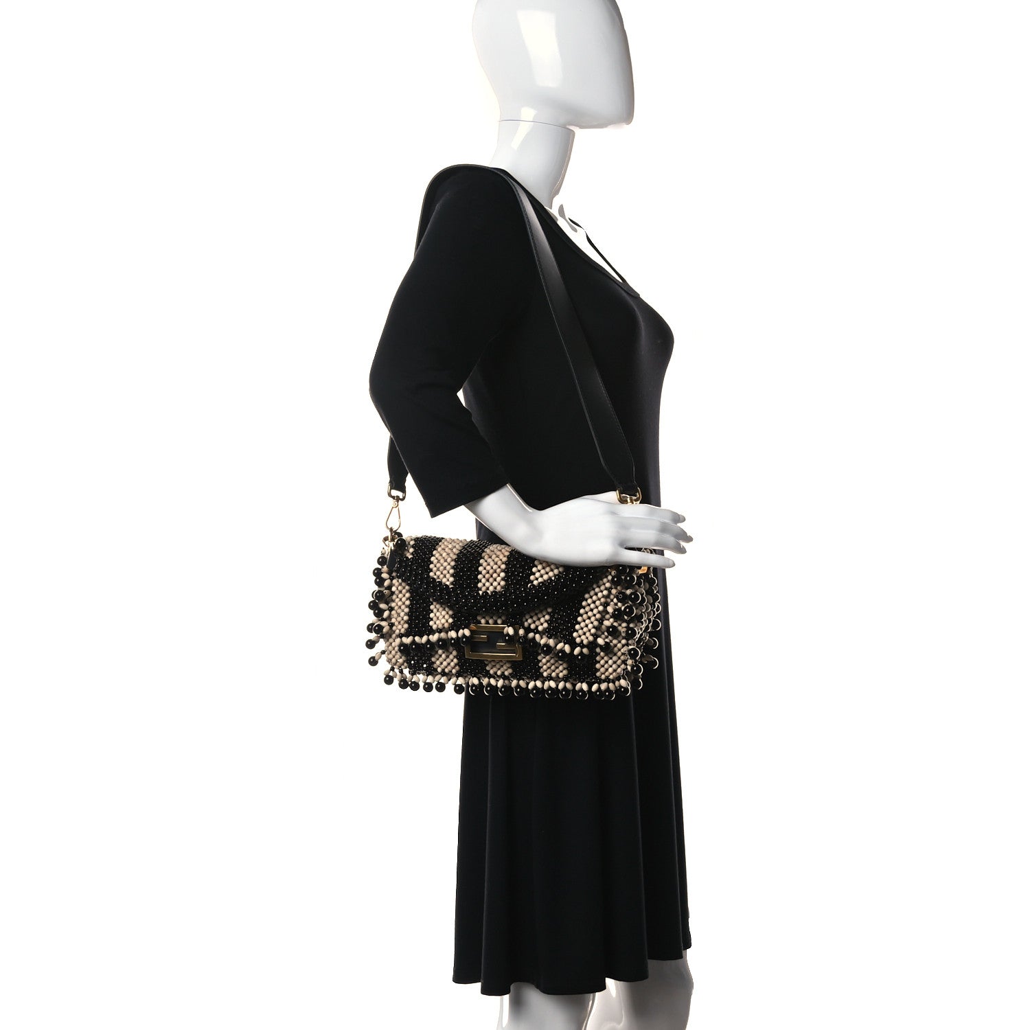 Fendi Acrylic Wood Beaded Baguette Natural 2 of 11