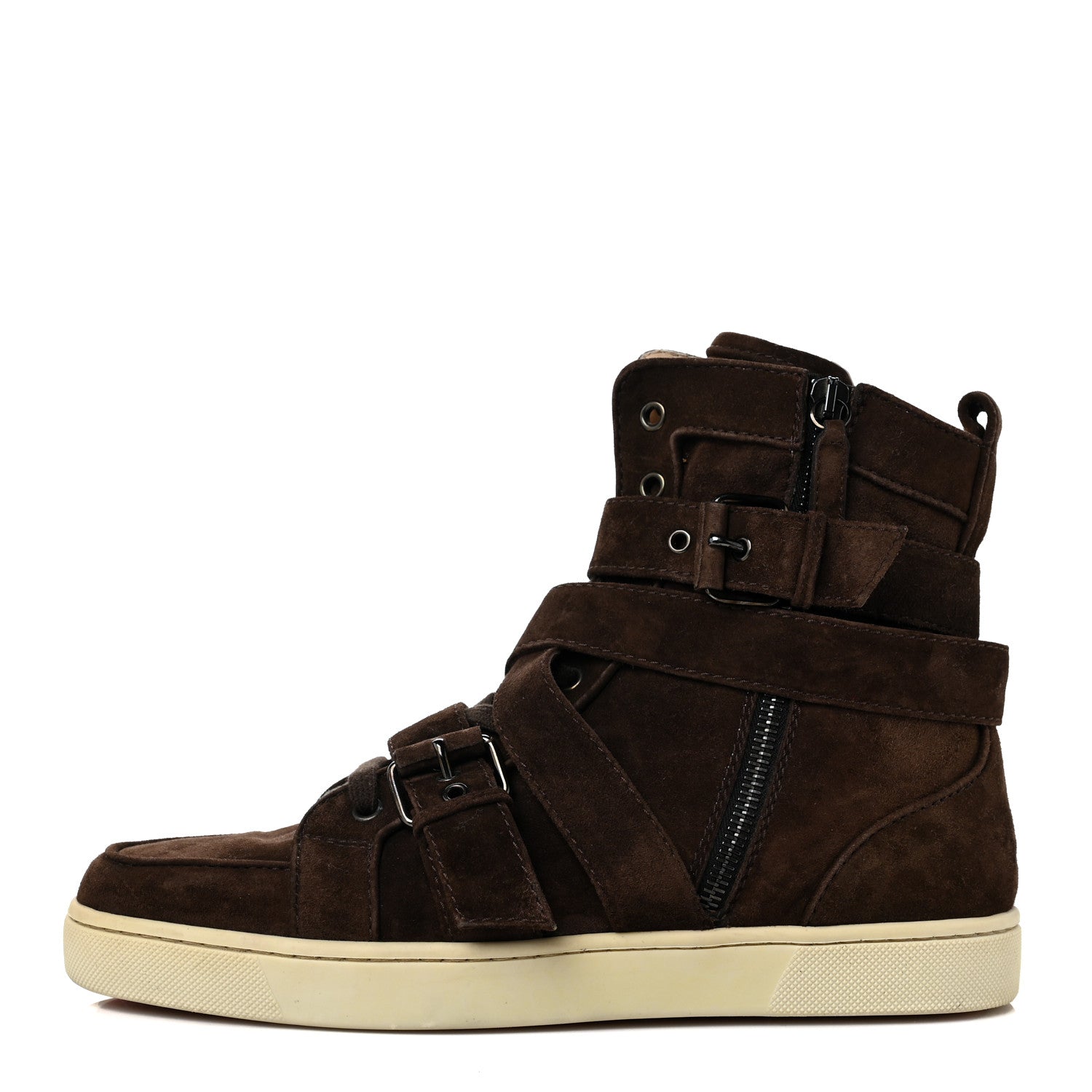 Christian Louboutin Suede Men's High Top Sneakers 40 Brown 1 of 8