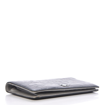 Chanel Lambskin Camellia Embossed Yen Wallet Black 4 of 15