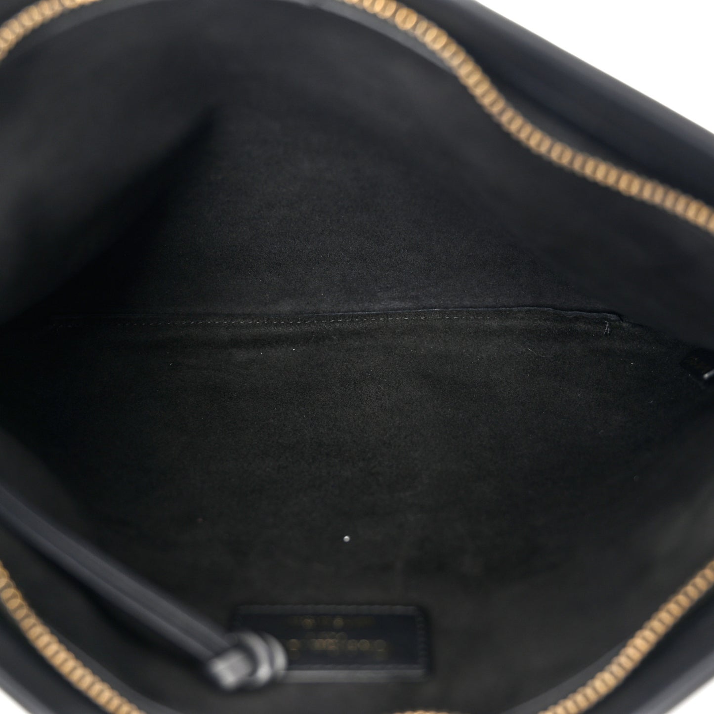 Calfskin Embossed Logo Zip Clutch Black