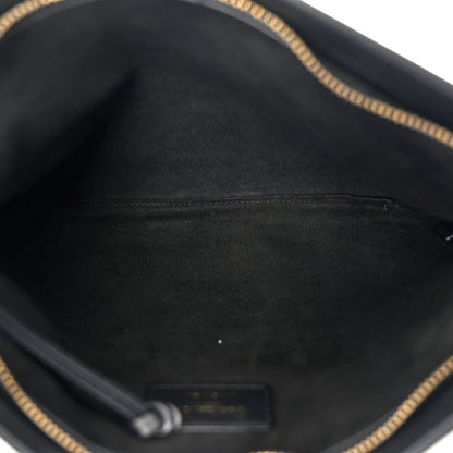 Christian Dior Calfskin Embossed Logo Zip Clutch Black 5 of 7