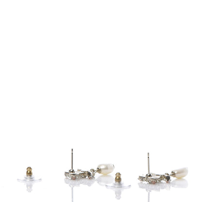 Chanel Pearl Crystal CC Charm Drop Earrings Light Gold Pink 3 of 5
