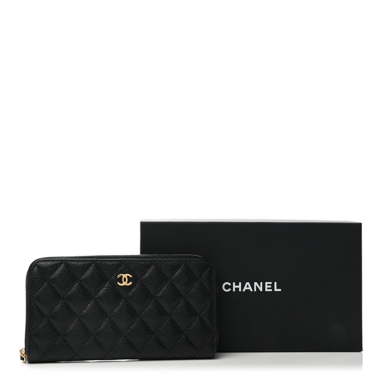 Chanel Caviar Quilted Large Gusset Zip Around Wallet Black 9 of 9