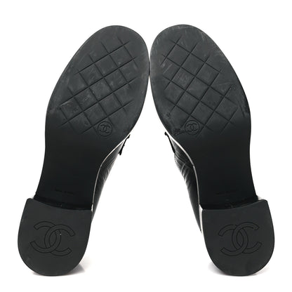 Chanel Shiny Calfskin Logo Loafers 37.5 Black 5 of 9