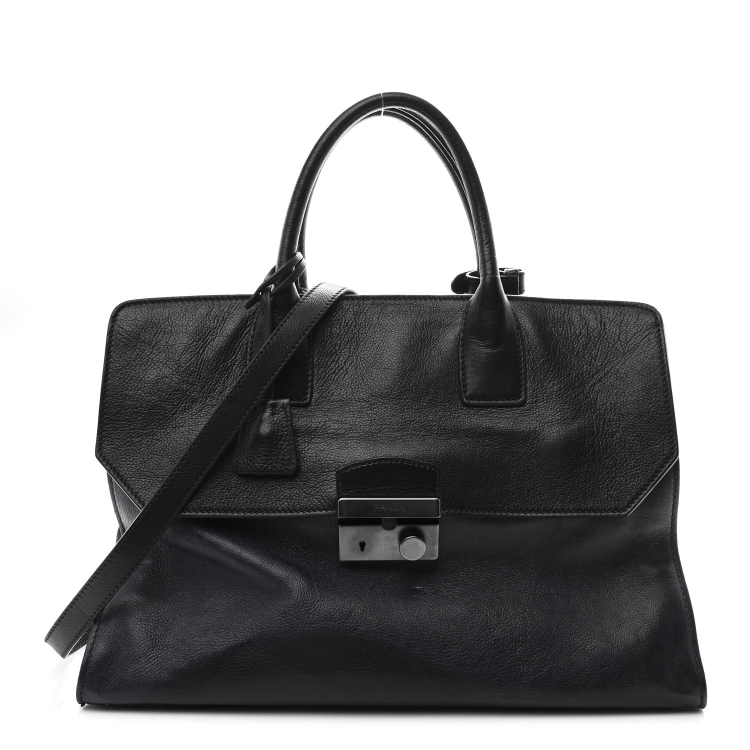 Prada Glace Calfskin Sound Tote Bag Baltico Black 1 of 10