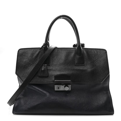 Prada Glace Calfskin Sound Tote Bag Baltico Black 1 of 10