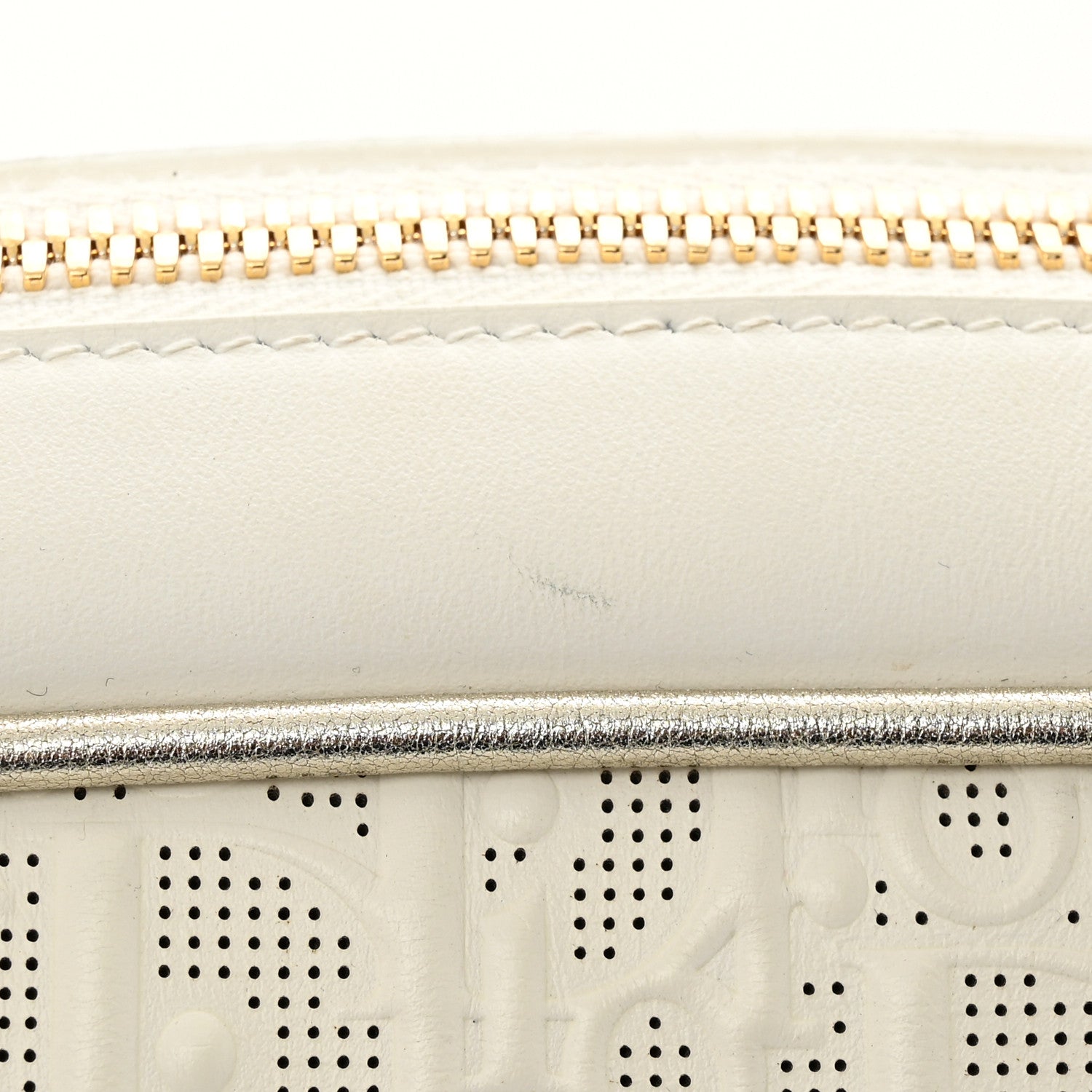 Christian Dior Perforated Calfskin Medium Dior Vibe Classic Bowling Bag White Gold 11 of 15