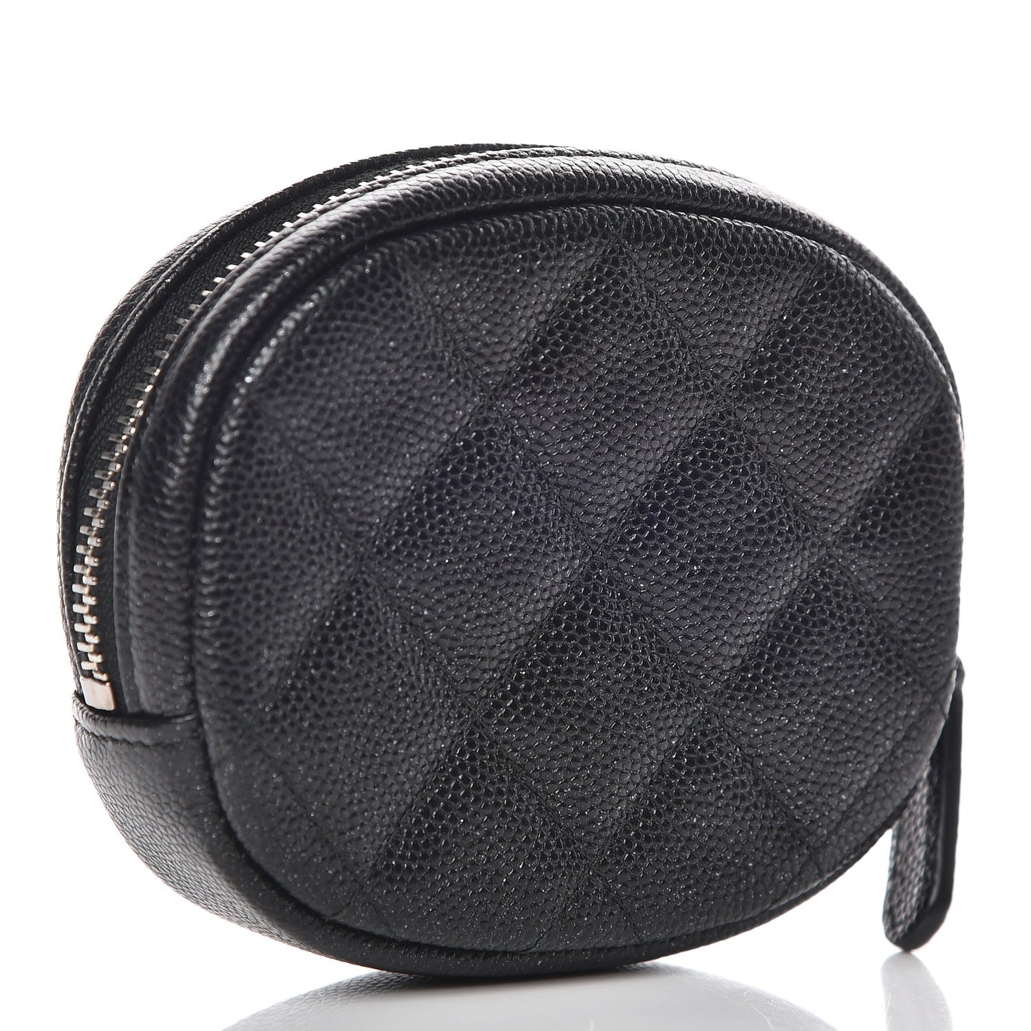 Iridescent Caviar Quilted Zip Around Classic Coin Purse Black